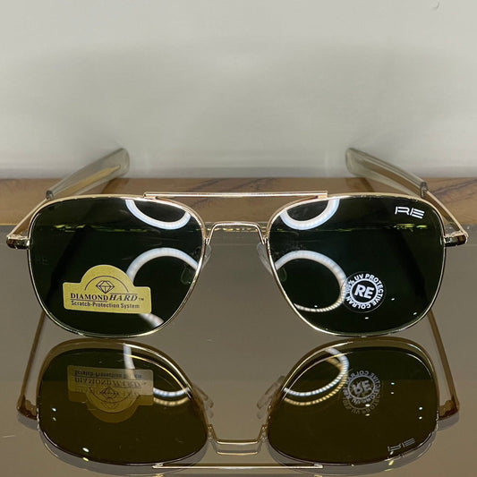 Golden Frame With Dark Green Lens - Randolph Engineering - Unisex