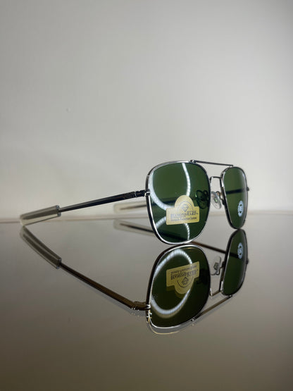 Silver Frame With Dark Green Lens - Randolph Engineering - Unisex